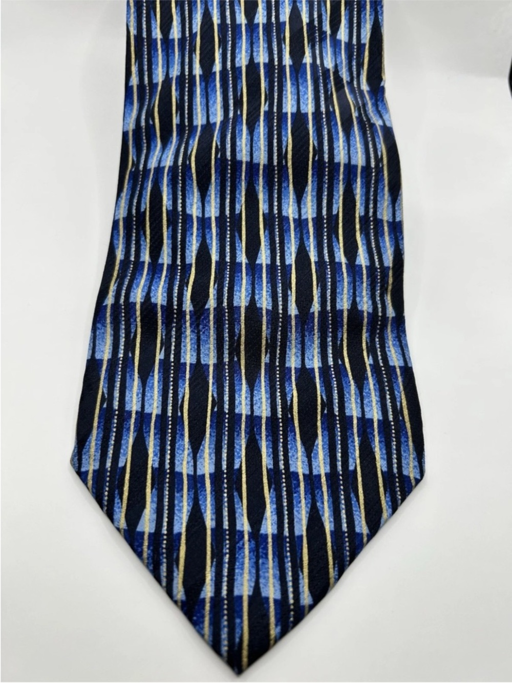 Moda Blue, Black and Gold Geometric Silk Tie